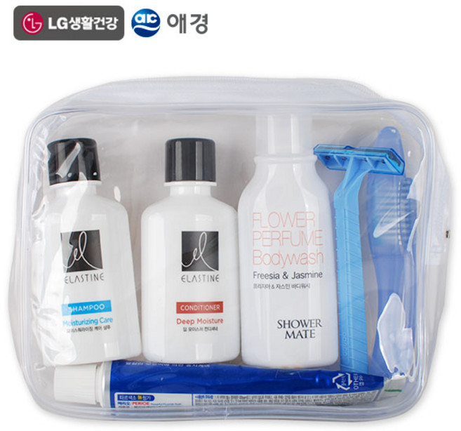 LG생활건강 여행용세트 휴대용세면도구세트 여행용파우치, 1개