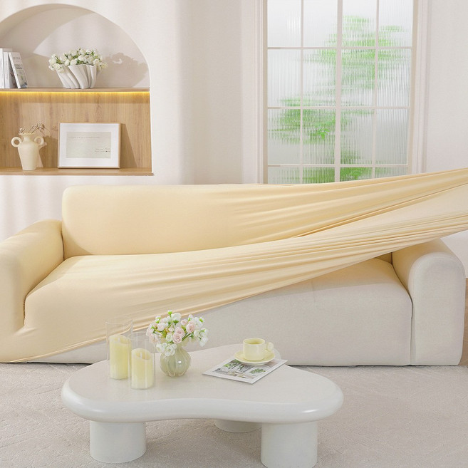 코팅블루 먼지없는 알러지케어 늘어나는 쇼파커버+쿠션커버 세트, 1개, 04.아이보리