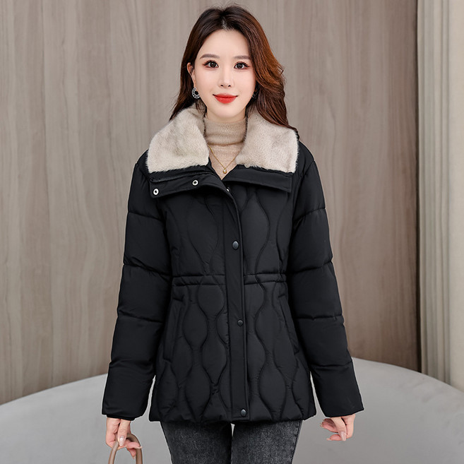 SAHINER 겨울 여성 퍼카라 점퍼 허리라인 웰론 패딩 AYRF35