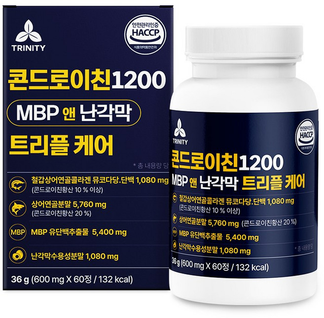 콘드로이친1200 MBP 앤 난각막 트리플케어 식약청인증 HACCP, 1개, 60정
