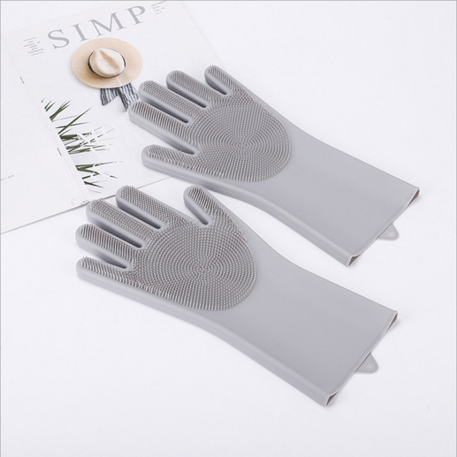 다용도 실리콘 세척 장갑 주방 욕실 청소 수세미 고무장갑, 1개, FREE(one size), 그레이