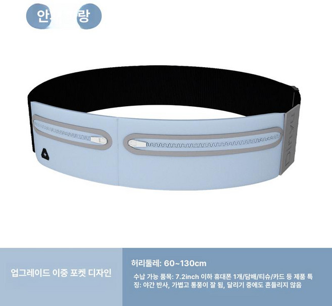 스포츠 헤어밴드 led 헤드라이트 헤드밴드 남녀용, 1개, 더블 백 스타일 헤이즈블루