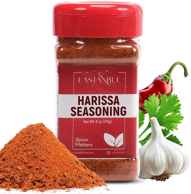 Eastanbul Harissa 시즈닝 170g(6온스) 하리사 아시아 향신료 및 시즈닝 칠리 페퍼 파프리카 마늘 커민 고수풀 카이엔과 완벽한 향신료 혼합 매, Eastanbul Harissa 시즈닝, 170g(6온