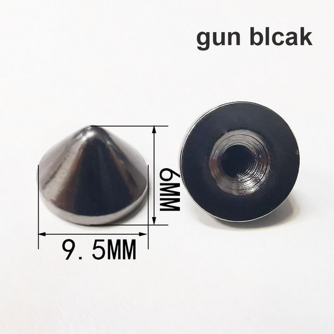 금속 불릿 콘 스파이크 펑크 스크루백 스터드 가방 가죽 공예 전화 케이스 DIY 장식 액세서리 10 개 이상 색상, gun black 9.5x6mm