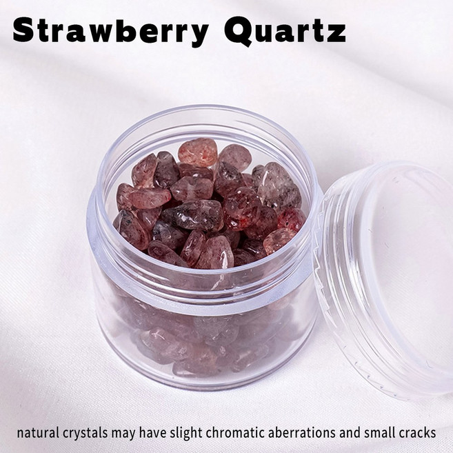 크리스탈 불규칙 자갈 구멍 반제품 DIY 쥬얼리 다중 미네랄 레이키 치유 텀블 제작 1PC, Strawberry Quartz, 1개