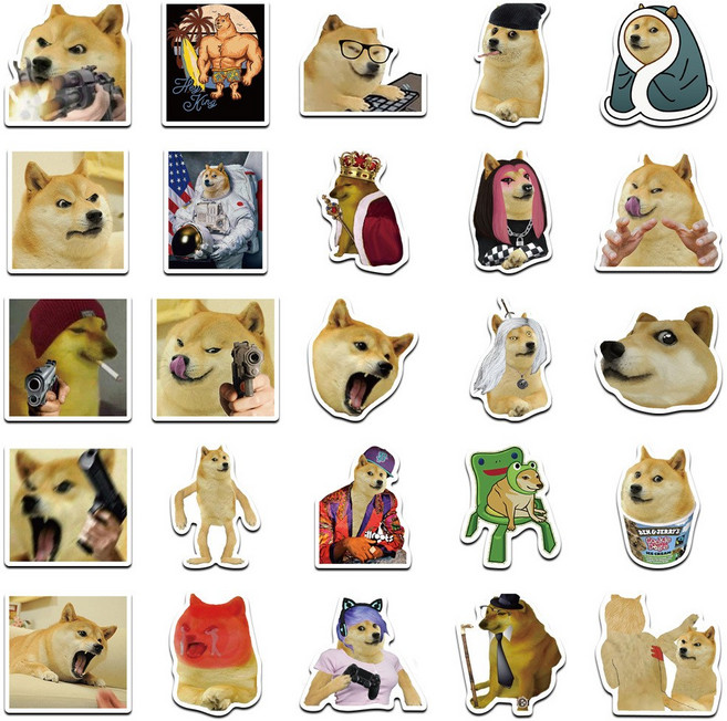 걸스코코 50장세트 재밌는시바견 스티커 캐리어 노트북 폰꾸 다꾸 웃긴 강아지 조각스티커팩, 혼합색상