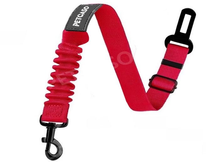 펫카소 강아지 안전벨트 충격방지 차량용 애견 고탄력 튼튼한 벨트, 레드, 1개