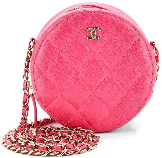 샤넬 중고 라운드 클러치 체인 퀼팅 캐비어 미니 크로스 백