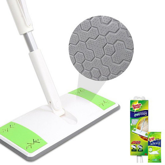 3M 스카치브라이트 올터치막대걸레 표준형 정전기 물걸레청소포 밀대 세트 청소용품 방청소, 1개