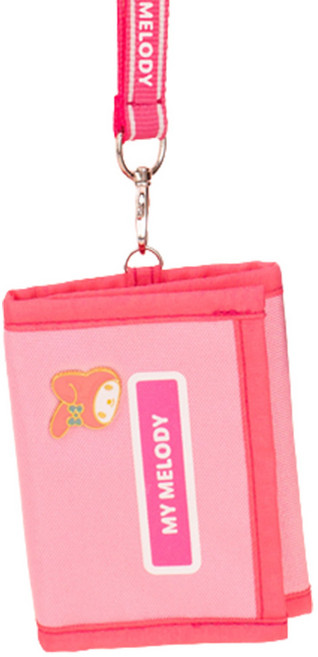 윙하우스 산리오 마이멜로디 벨크로 3단 목걸이 카드 동전 지퍼형 반지갑