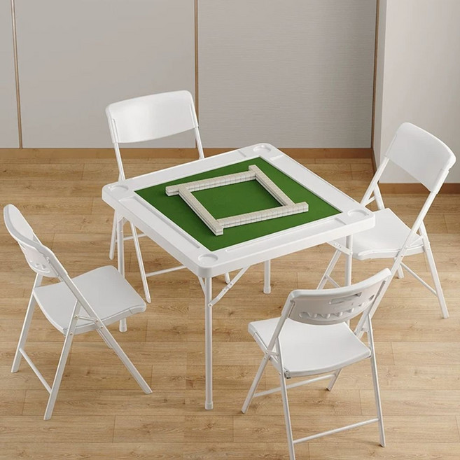 마작 테이블 접이식 보드게임 분배기 휴대용 가정용 카드, F. 마작 테이블 정사각형 의자 4개 세트