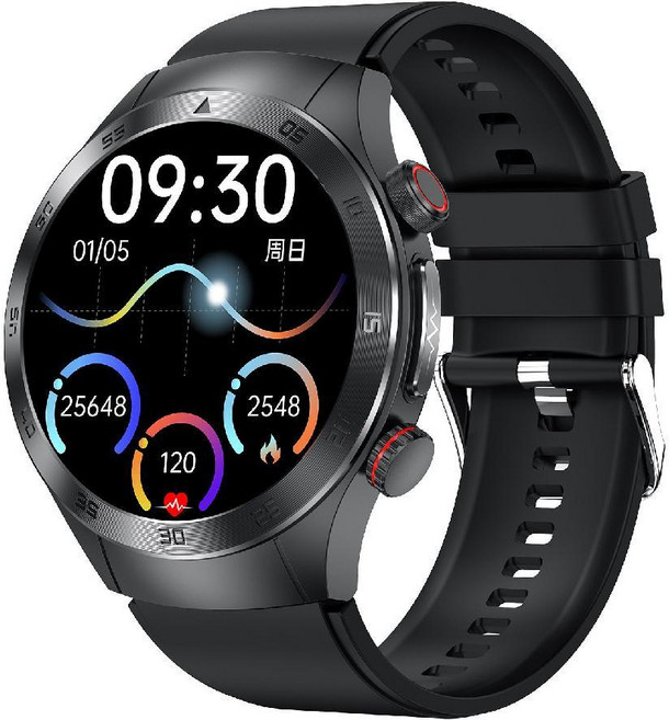 2025 신제품 레이저 물리치료 비침습 혈당 측정 혈액 심전도 심박수 (한국어지원), 실리콘 블랙, 1개