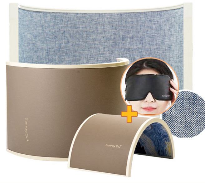 [아이패치증정] KC인증 썬레이닥터 큐어돔 원적외선 인조가죽 돔사우나 대형+소형 세트구성, 01.세트_헤링본 블루