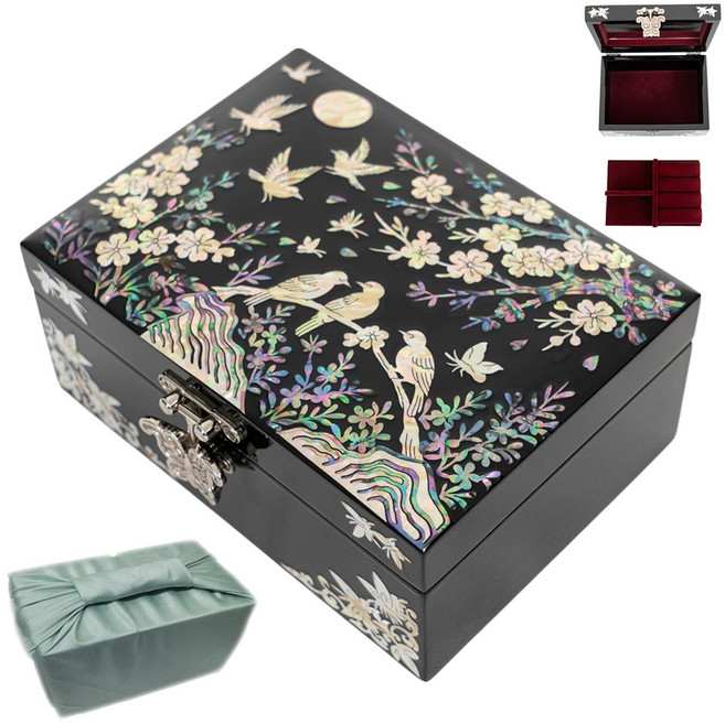 스튜디오아윤 자개보석함 돌반지보관함, 보자기포장, 1개, 매화