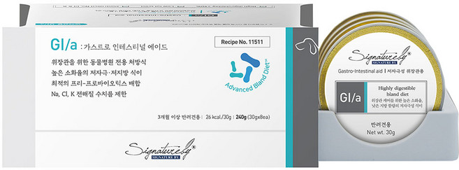 시그니처바이 반려견용 지아이에이 사료 캔, 소화기능/췌장/위개선, 240g, 1개