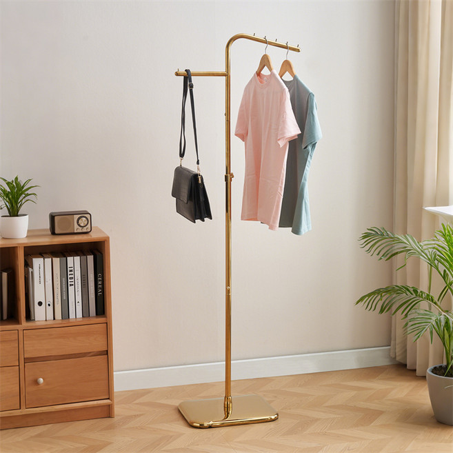 ㄱ자 스탠드 미니 옷걸이행거, 금색