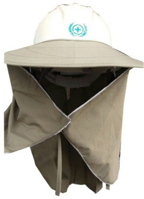 萊亞生活館 工程遮陽帽 台灣製工作帽, 卡其色,有披肩