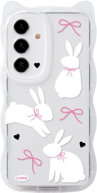 99가지 갤럭시A24 A245 전용 고양이귀 쫑긋 캣웨이브 디자인 투명케이스