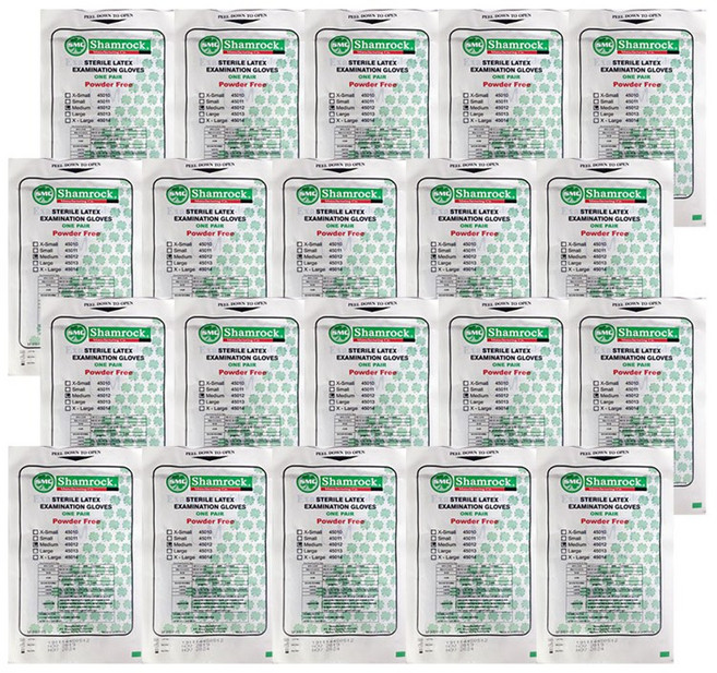 삼락 진료용 수술장갑 개별포장 20EA멸균 라텍스 무분말, Medium, M, 20개, 무색