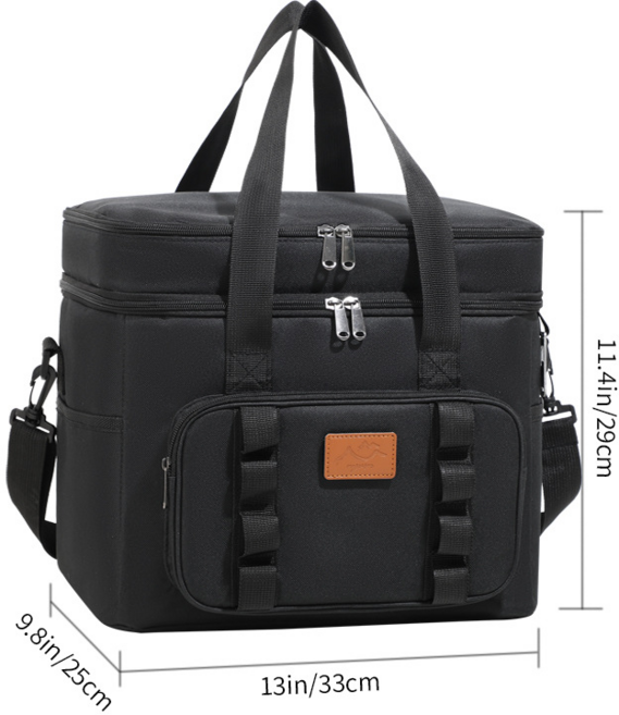 23L 대용량 이중 레이어 아이스박스 인슐레이션 패키지, 블랙