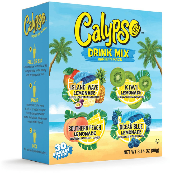 Calypso Singles To Go! Drink Mix Variety Pack – Lemonade On-the-Go Powdered Drink Mix Packets – L, 1개, 89g, 30
