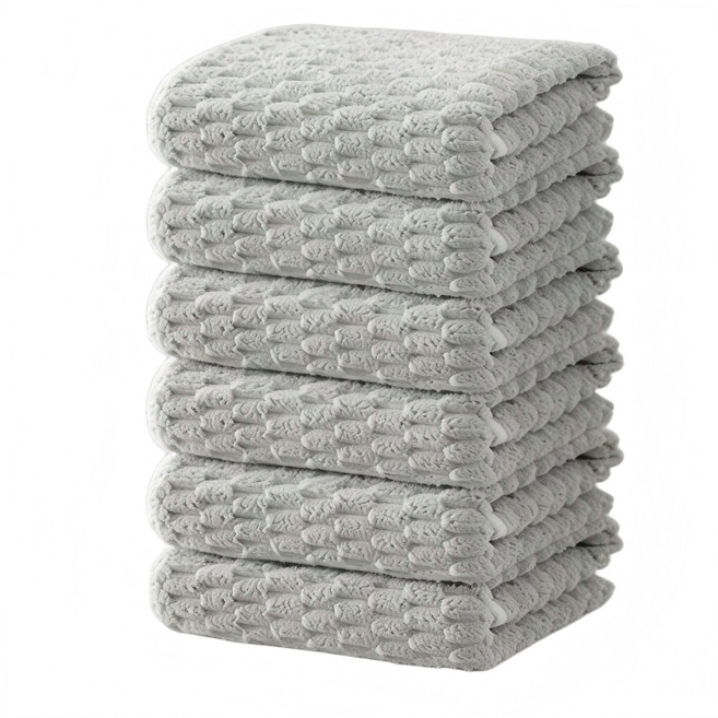 부드러운 호텔수건 먼지없는 고급 수건, 6개, 그레이