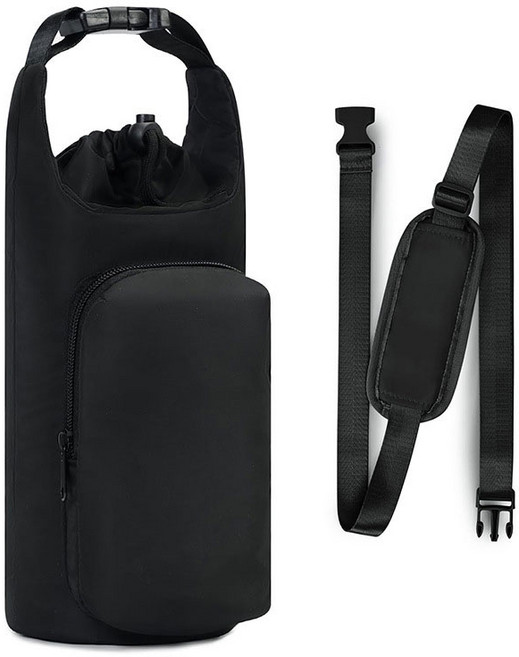 셀온뉴 보온보냉 다용도 포켓 크로스 텀블러 파우치, 블랙, 1개