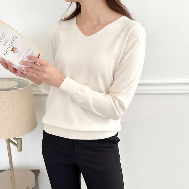 언더샤인 여성 소프트 비스코스 긴팔 니트티