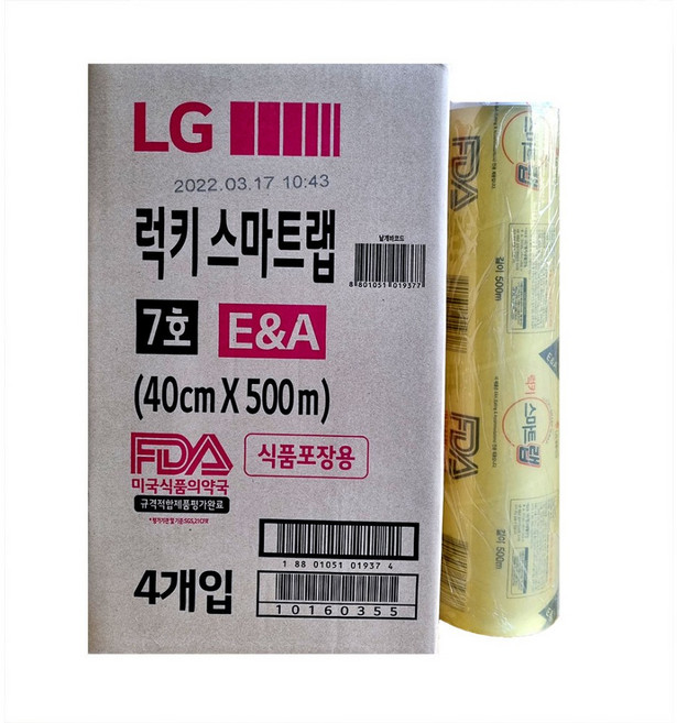 럭키 스마트랩 7호 40x500m(4롤) 정육포장랩, 4개