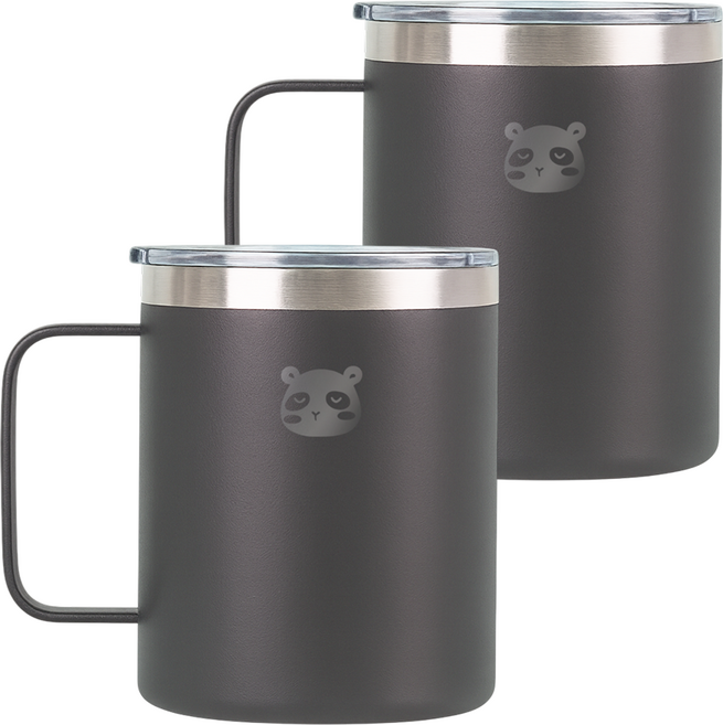 믿추 스텐 머그컵 텀블러 보온보냉, 그레이, 400ml, 2개