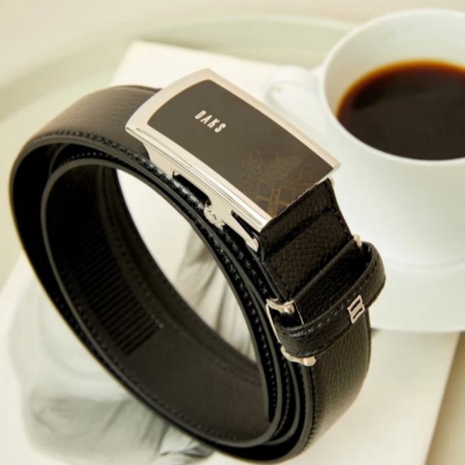 닥스 남성 블랙 소가죽 정장 메탈버클 자동벨트 WBBE1E203BK