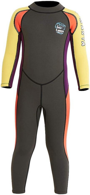 DIVE & SAIL 아동용 따뜻한 Wesuit 원피스 긴소매 풀 수트 보온 수영복 UPF 50+ 자외선 차단 수영복 남아용 그레이 XXL