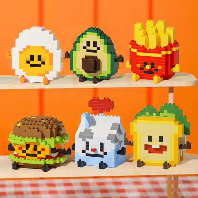 [블럭킹] 나노블럭 러블리 간식 캐릭터 딜리셔스 시리즈 6종 모음 BK054, 1개, 6종 BOX