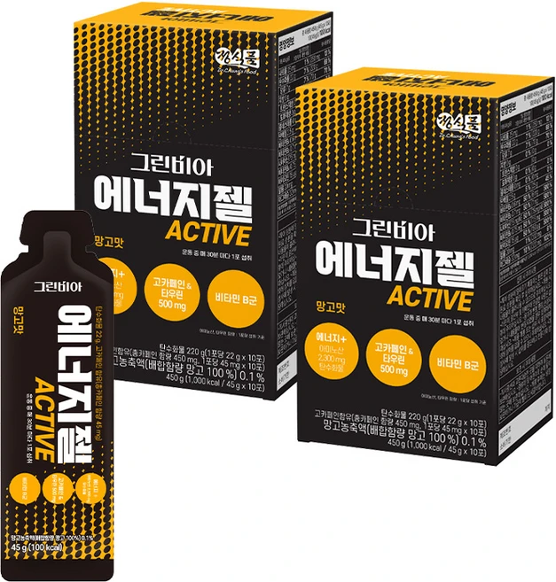 그린비아 에너지젤 액티브 망고맛, 2개, 450g - 쿠팡
