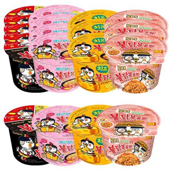 삼양 불닭큰컵(불닭+까르보불닭+치즈불닭+로제불닭볶음면), 1팩