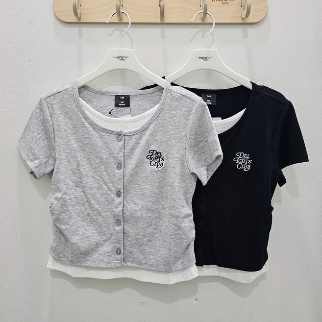 행텐주니어 모다시흥 행털주니어 슬림 골지 레이어드 반팔티셔츠 14520-131-437-05_SH