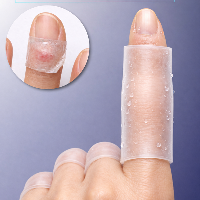 아시쥬 데일리방수 실리콘 관절 마디 손가락 보호 골무 커버 밴드, 투명, 15개