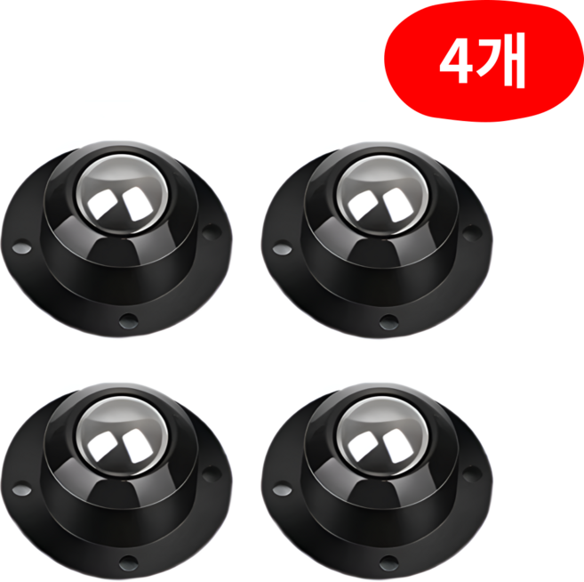 데이더봄 무타공 부착형 이동식 가구 바퀴, 4개, 블랙