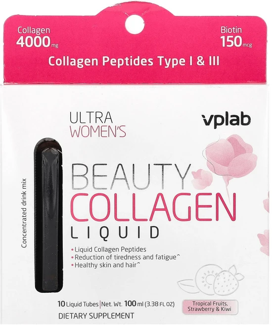 VPLab 울트라 여성용 뷰티 콜라겐 리퀴드 열대 과일 딸기 & 키위 리퀴드 튜브 10개 100ml(3.38fl oz) Vplab (브이피랩), Vplab, 울트라 여성용 뷰티 콜라겐 리퀴드, 열대, 100ml, 1 - 쿠팡
