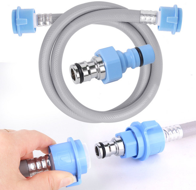 국산 원터치 연장용 PVC 세탁기호스 1M, 1개, 블루