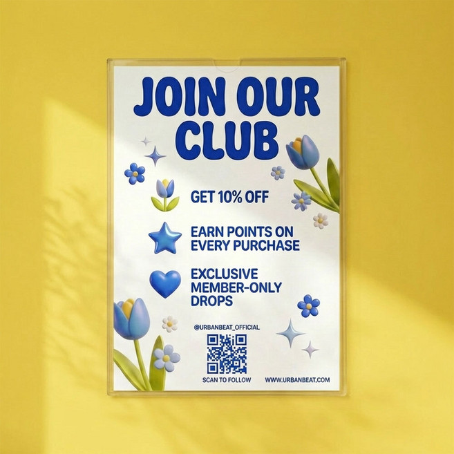 간편한 무타공 벽면 부착식 공지 안내판 투명 아크릴 POP 꽂이 세로형, 1개