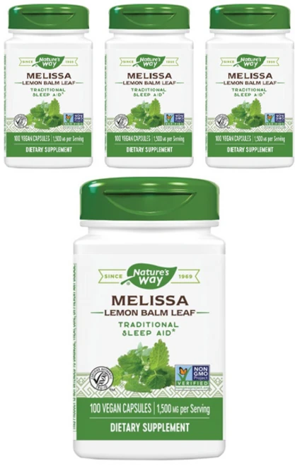 네이쳐스웨이 멜리사 레몬 밤 리프 1500mg 베지테리안 캡슐, 100정, 4개 - 쿠팡