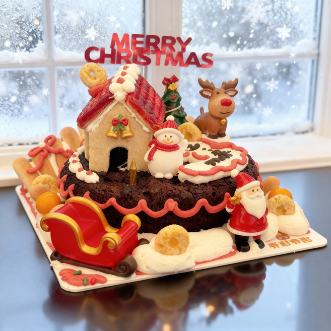 크리스마스 미니하우스 케이크 만들기 키트, 1개, 쿠키