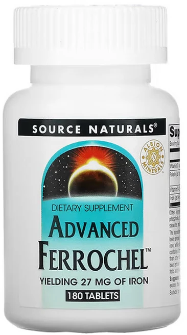 소스내추럴스 Source Naturals 어드밴스드 Ferrochel 180정, 기본, 1개 - 쿠팡