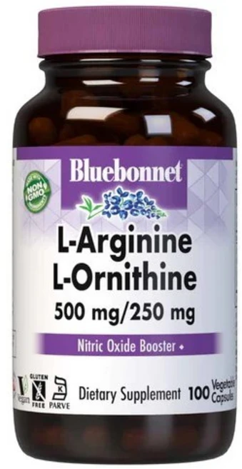 블루보넷 L-아르기닌 500mg L-오르니틴 250mg 베지터블 캡슐, 100개입, 1개, 100정 - 쿠팡