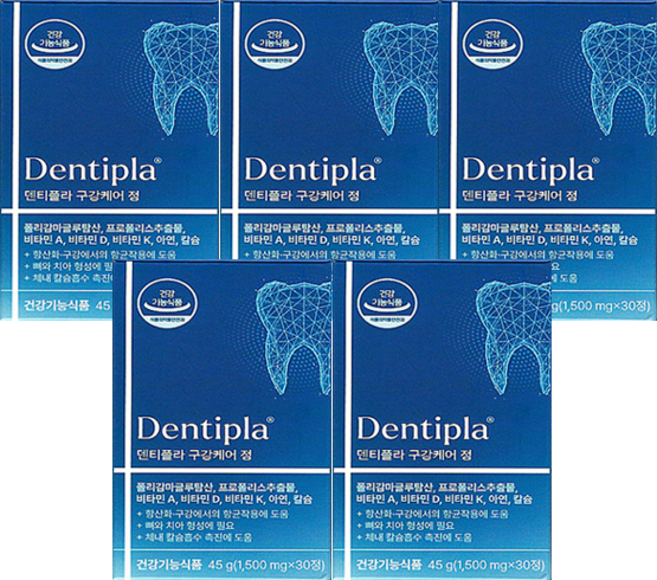 덴티플라 구강케어 정, 5박스, 30정
