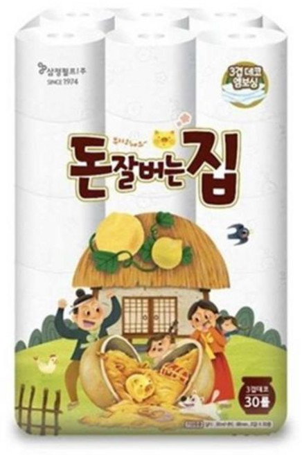 삼정 펄프 3겹 데코 돈잘버는집 화장지 30 MX 30롤, 30개입, F쿠팡 1