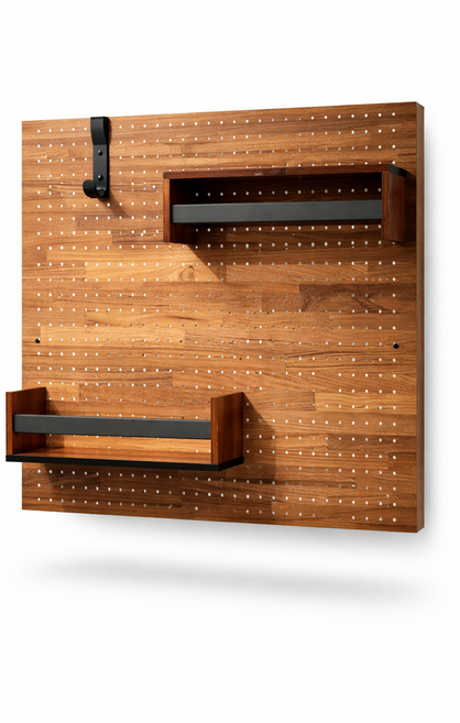 FSC認證松木層架壁掛架, 胡桃木+黑, 1層