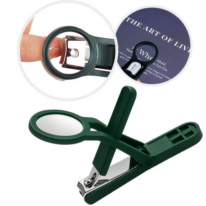 비와이 돋보기 휴대용 손톱깍이, 1개, 그린색
