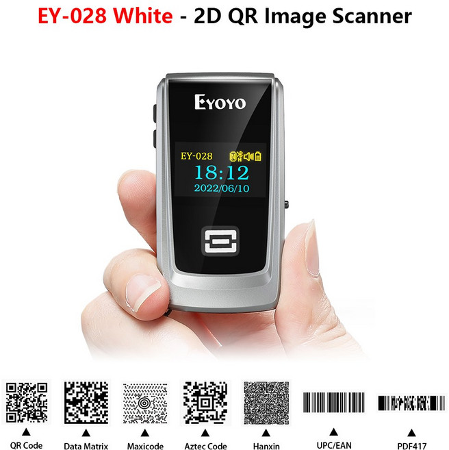 미니 1D 블루투스 LCD 관리용) 휴대용 포켓 무선 리더 디스플레이 (매장 스캐너 2.4G 바코드, 2.EY-028 White 2D, 1개